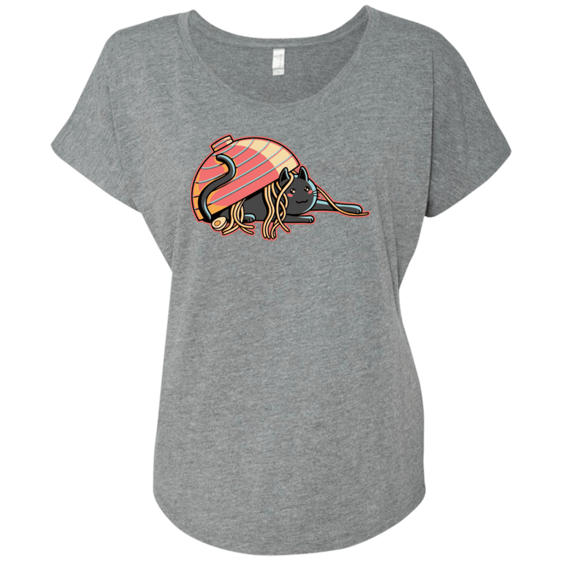 T-Shirts Premium Heather / X-Small Ramen Loving Cat Triblend Dolman Sleeve