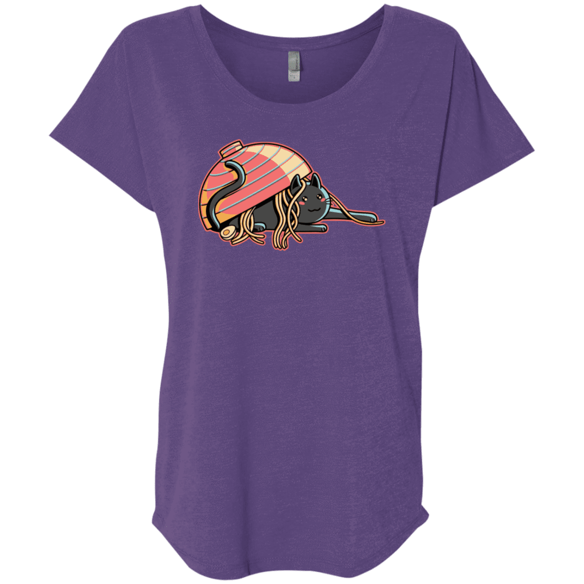 T-Shirts Purple Rush / X-Small Ramen Loving Cat Triblend Dolman Sleeve
