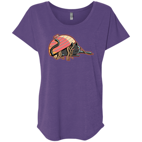 T-Shirts Purple Rush / X-Small Ramen Loving Cat Triblend Dolman Sleeve