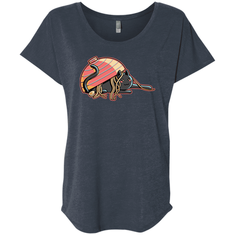 T-Shirts Vintage Navy / X-Small Ramen Loving Cat Triblend Dolman Sleeve