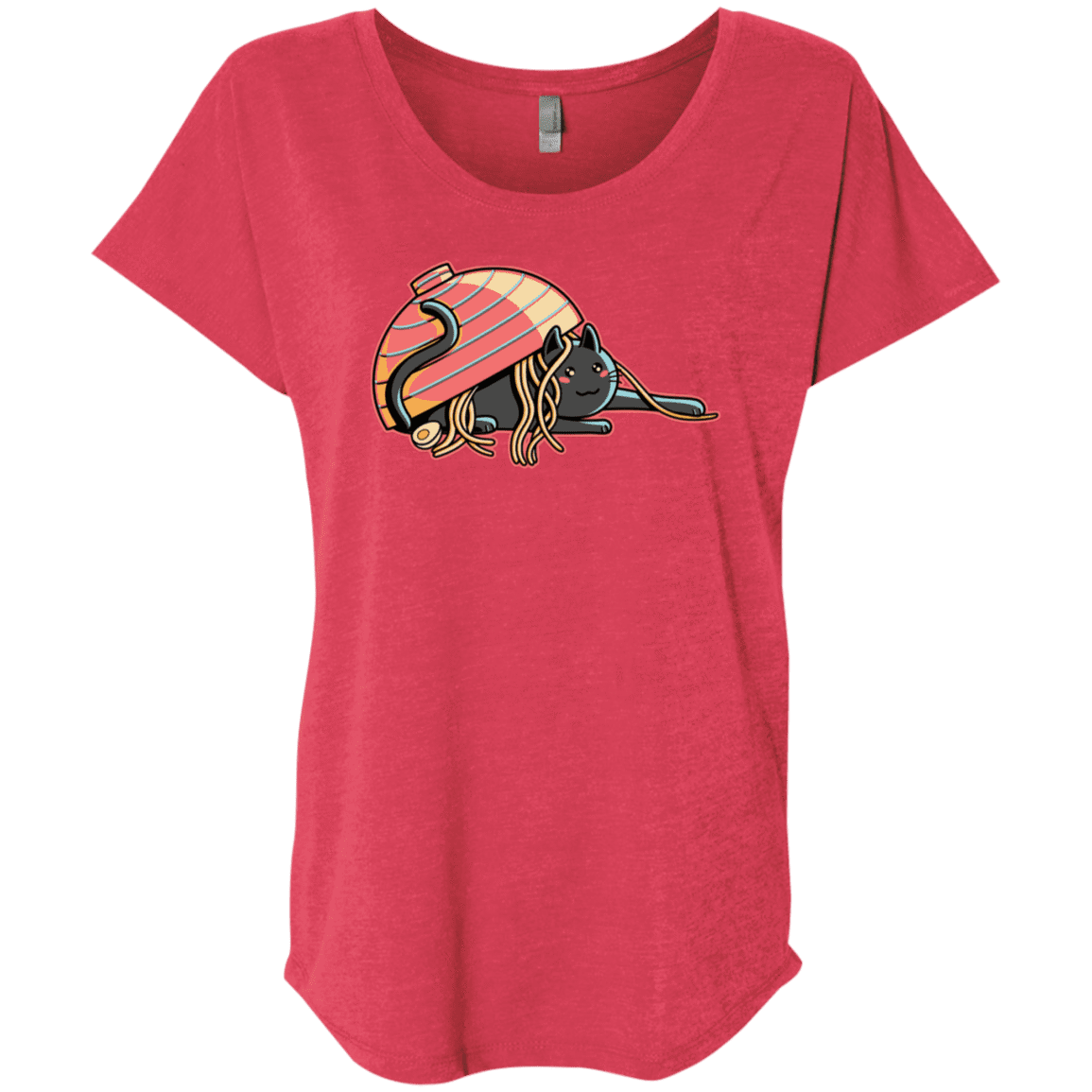 T-Shirts Vintage Red / X-Small Ramen Loving Cat Triblend Dolman Sleeve