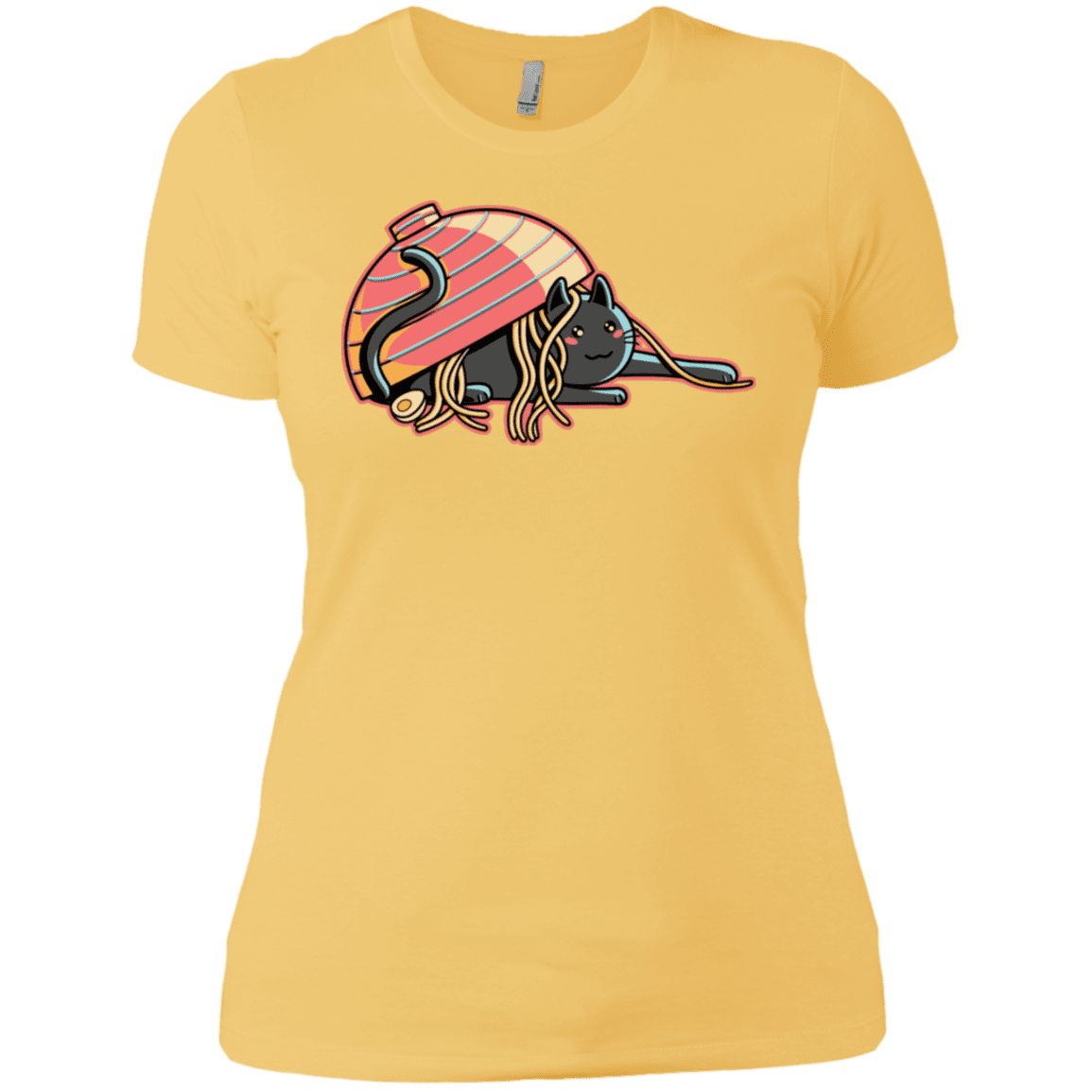 T-Shirts Banana Cream/ / X-Small Ramen Loving Cat Women's Premium T-Shirt