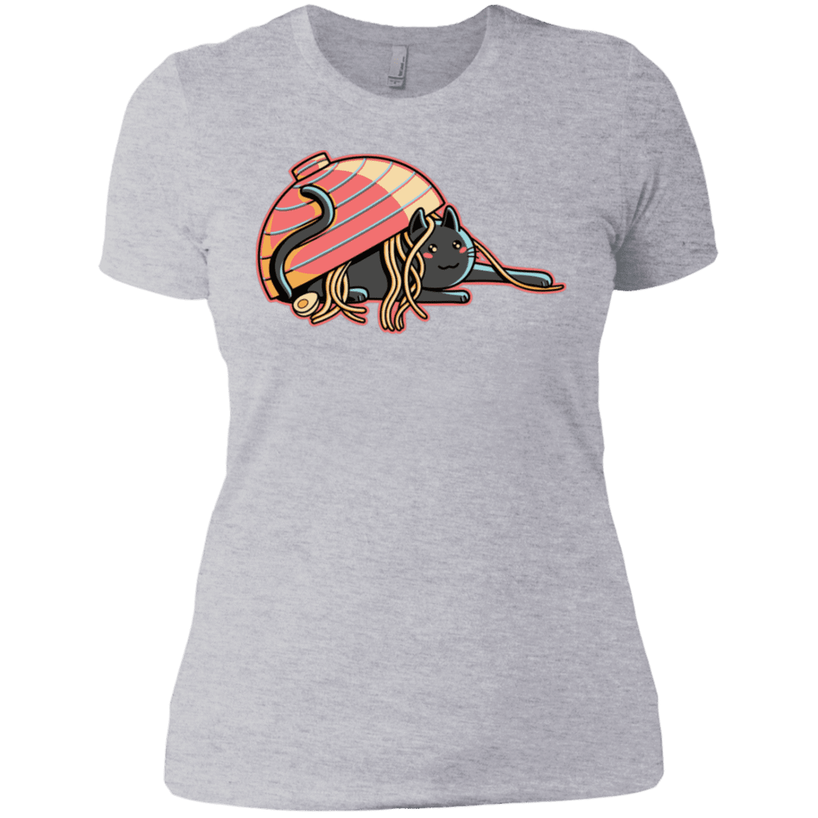 T-Shirts Heather Grey / X-Small Ramen Loving Cat Women's Premium T-Shirt
