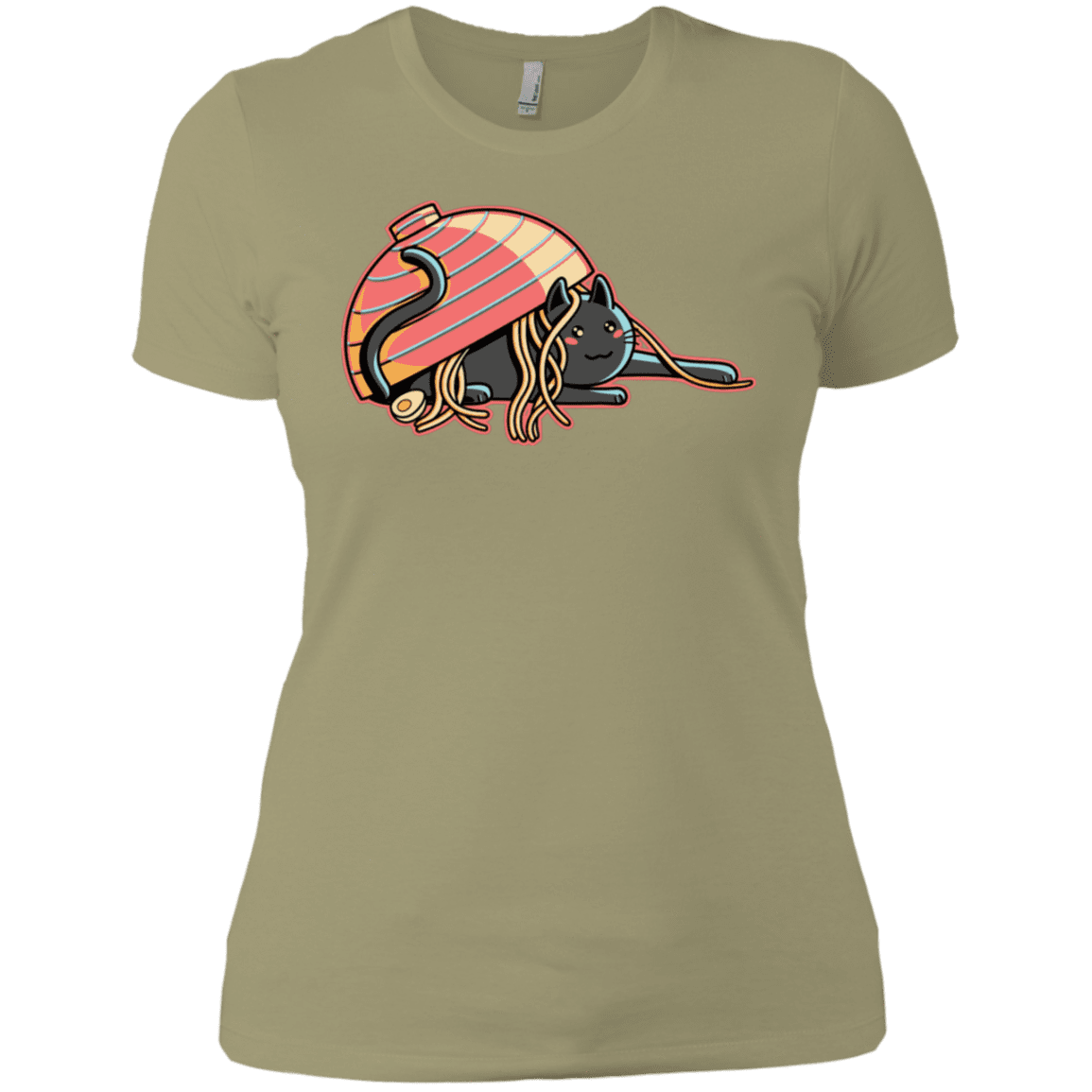 T-Shirts Light Olive / X-Small Ramen Loving Cat Women's Premium T-Shirt
