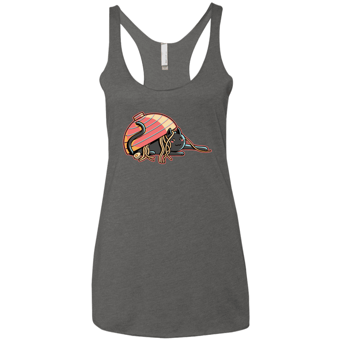 T-Shirts Premium Heather / X-Small Ramen Loving Cat Women's Triblend Racerback Tank