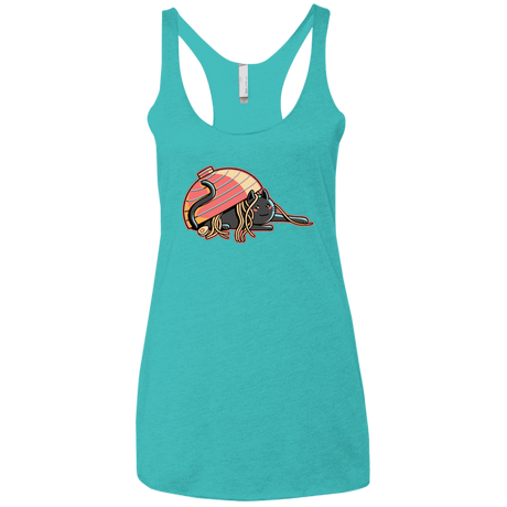 T-Shirts Tahiti Blue / X-Small Ramen Loving Cat Women's Triblend Racerback Tank