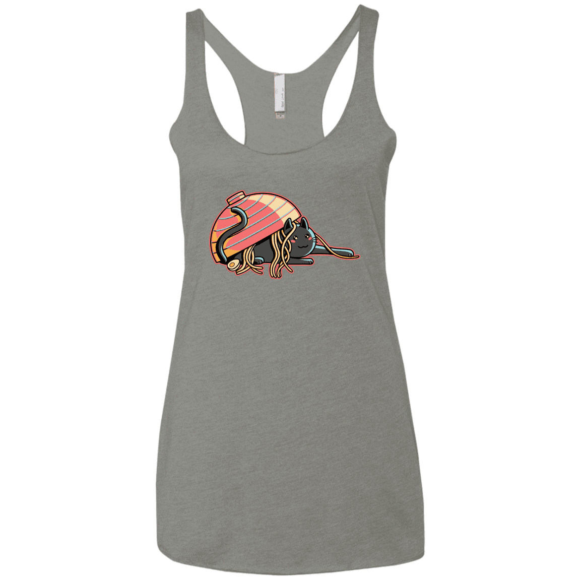 T-Shirts Venetian Grey / X-Small Ramen Loving Cat Women's Triblend Racerback Tank