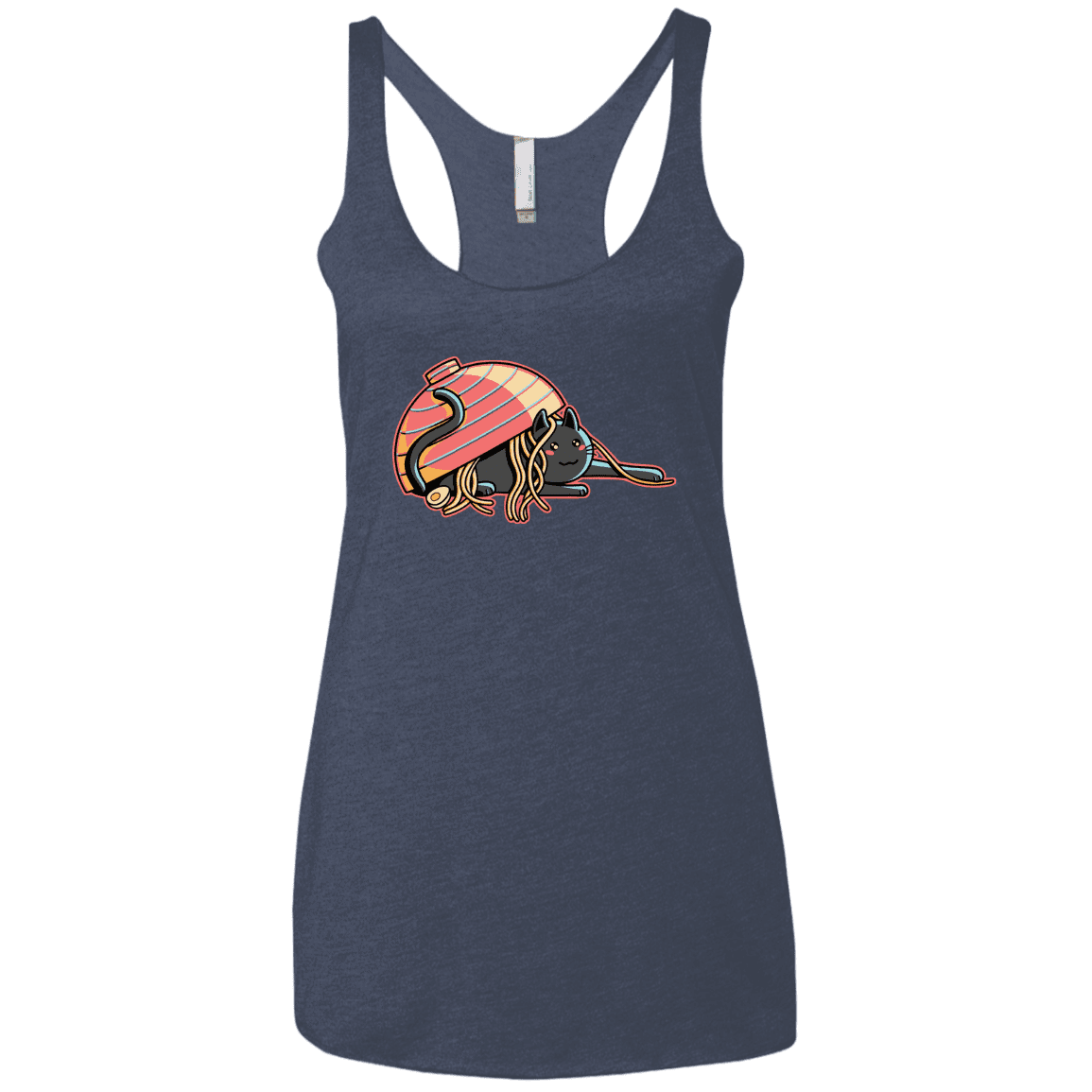 T-Shirts Vintage Navy / X-Small Ramen Loving Cat Women's Triblend Racerback Tank