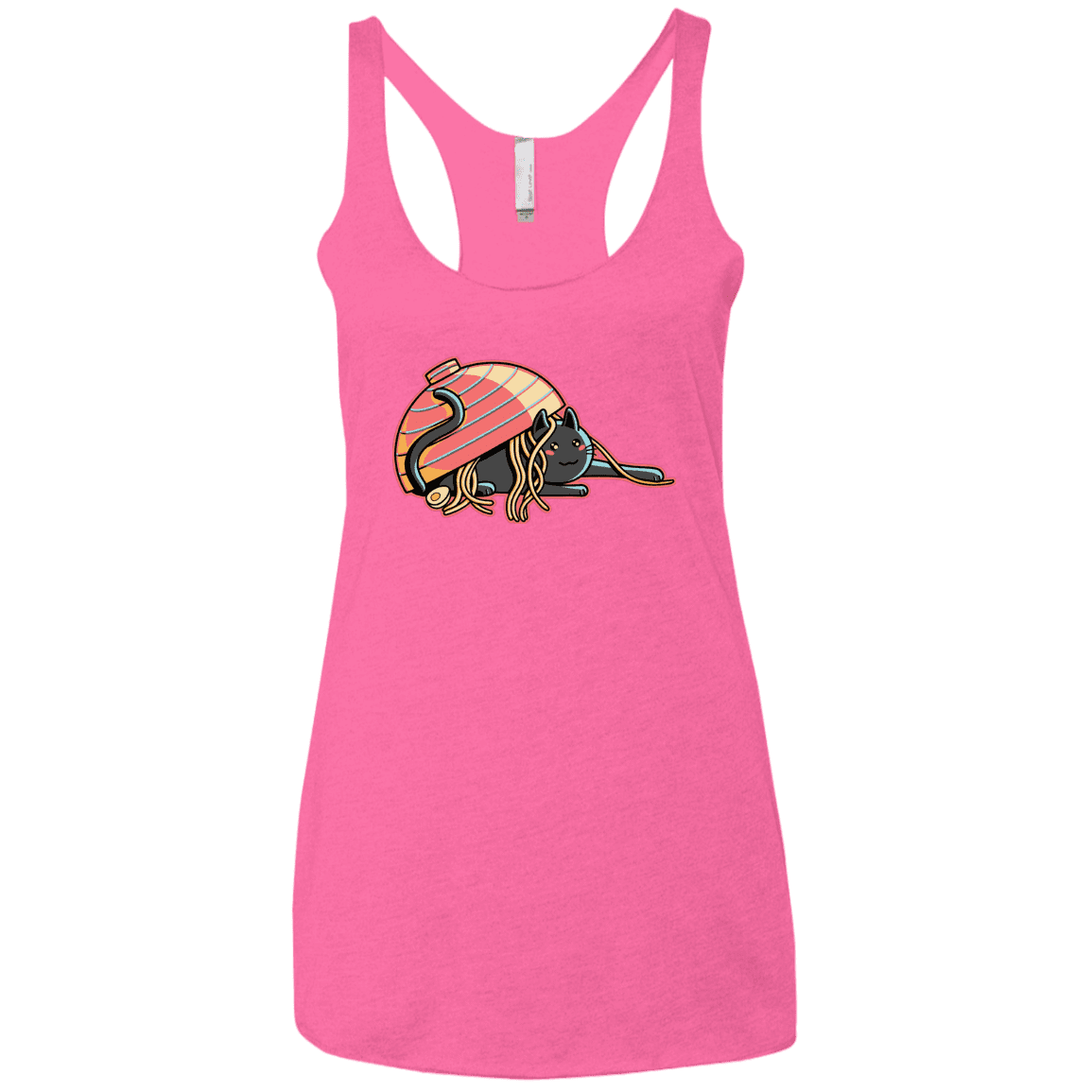 T-Shirts Vintage Pink / X-Small Ramen Loving Cat Women's Triblend Racerback Tank