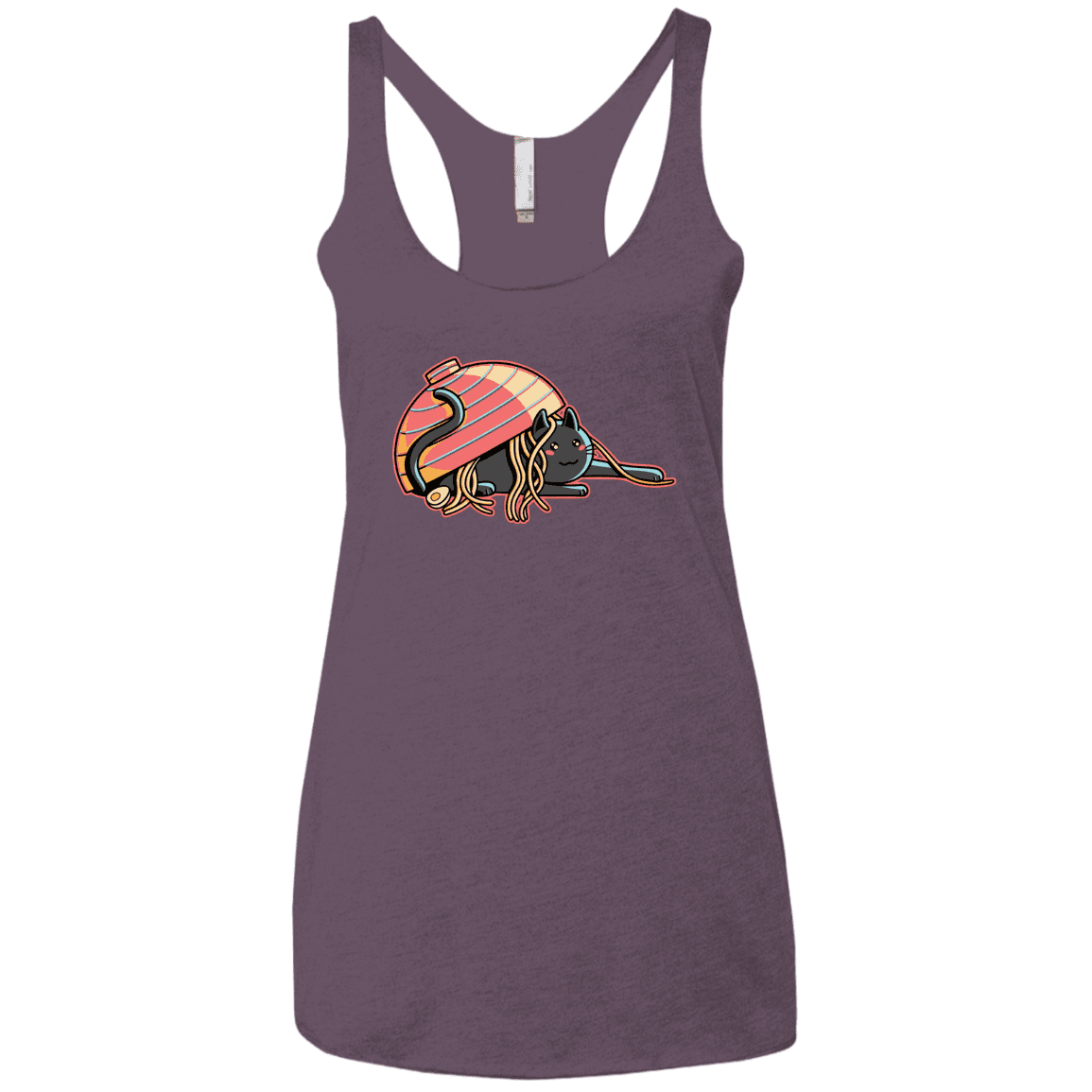 T-Shirts Vintage Purple / X-Small Ramen Loving Cat Women's Triblend Racerback Tank