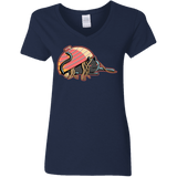 T-Shirts Navy / S Ramen Loving Cat Women's V-Neck T-Shirt