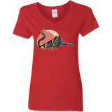 T-Shirts Red / S Ramen Loving Cat Women's V-Neck T-Shirt