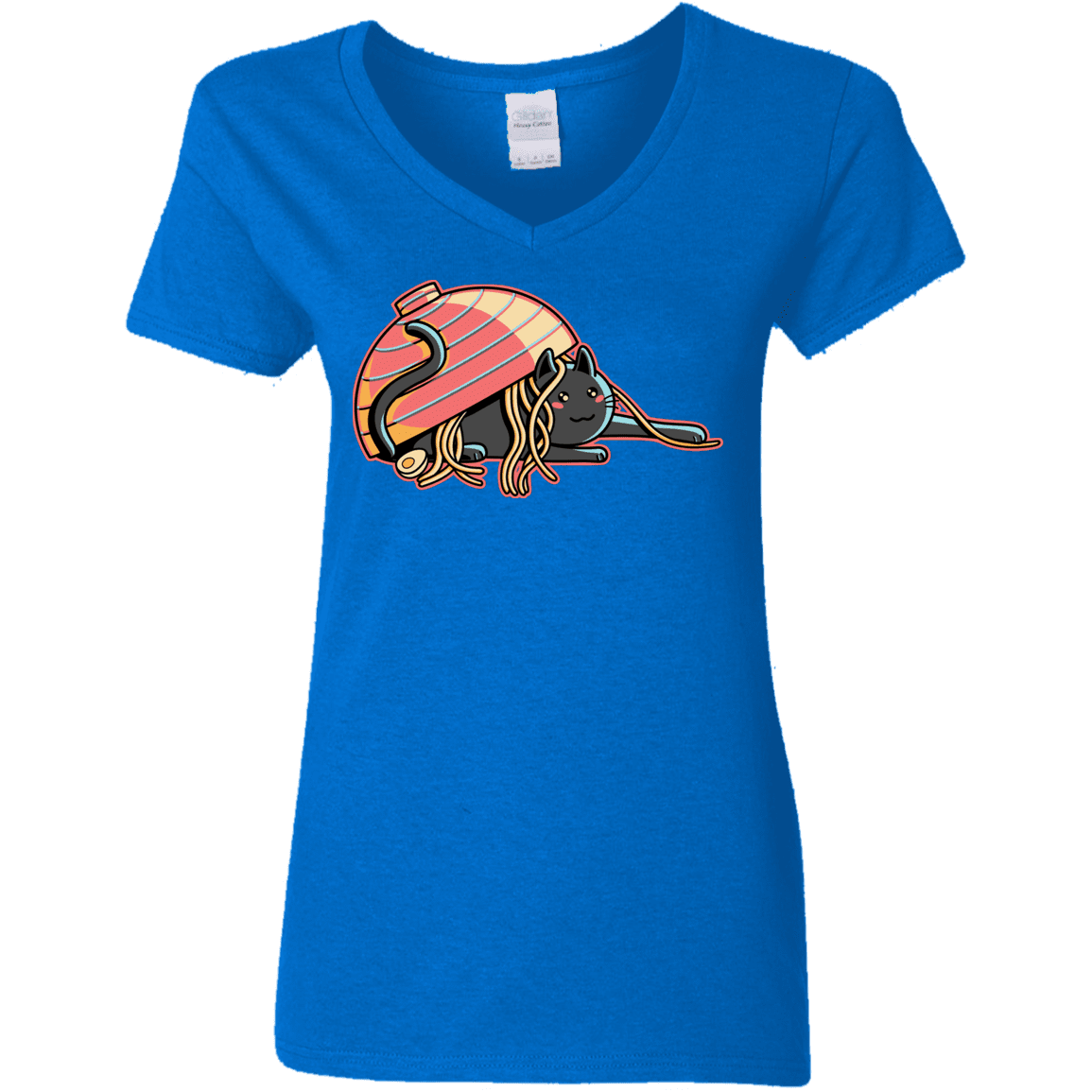 T-Shirts Royal / S Ramen Loving Cat Women's V-Neck T-Shirt