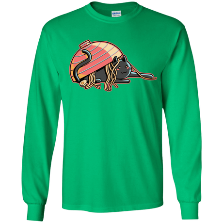 T-Shirts Irish Green / YS Ramen Loving Cat Youth Long Sleeve T-Shirt
