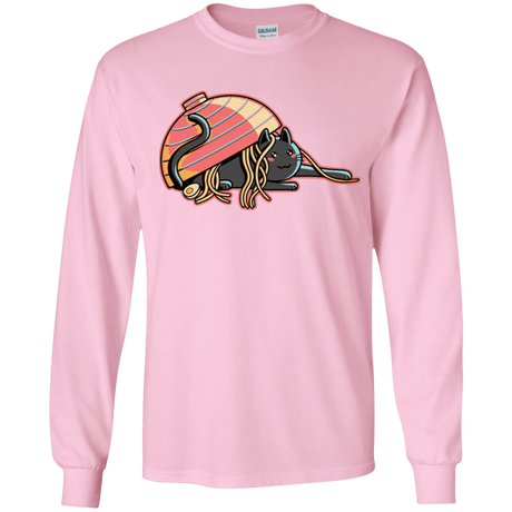 T-Shirts Light Pink / YS Ramen Loving Cat Youth Long Sleeve T-Shirt