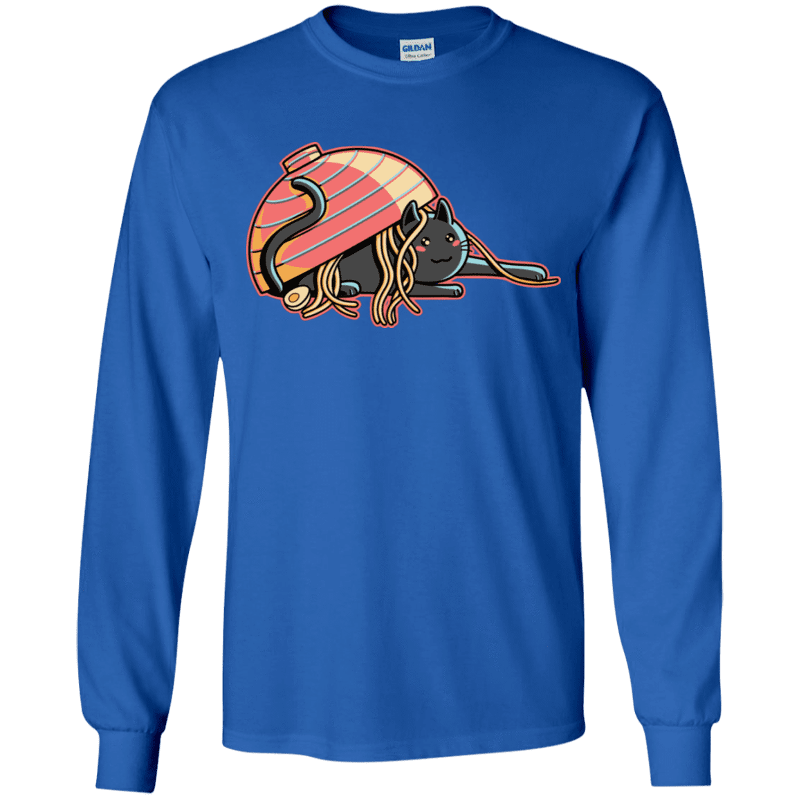 T-Shirts Royal / YS Ramen Loving Cat Youth Long Sleeve T-Shirt