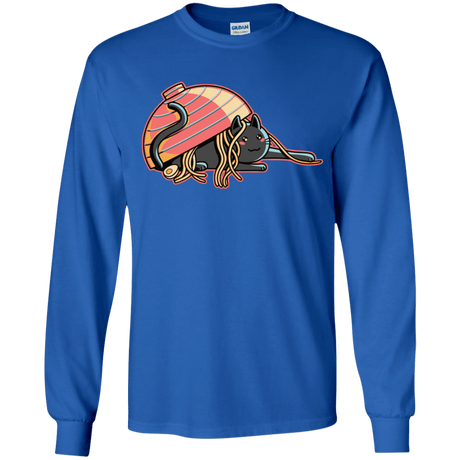 T-Shirts Royal / YS Ramen Loving Cat Youth Long Sleeve T-Shirt