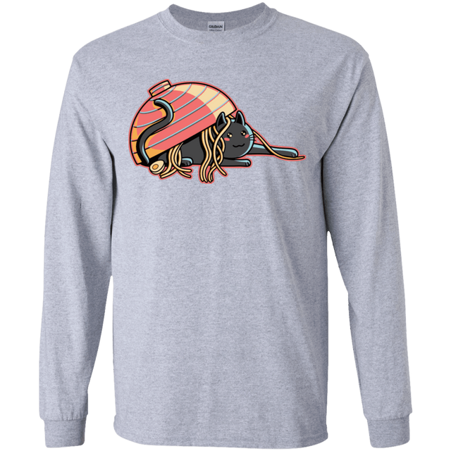 T-Shirts Sport Grey / YS Ramen Loving Cat Youth Long Sleeve T-Shirt