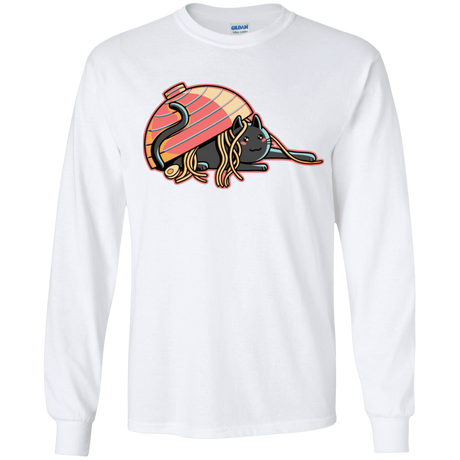 T-Shirts White / YS Ramen Loving Cat Youth Long Sleeve T-Shirt