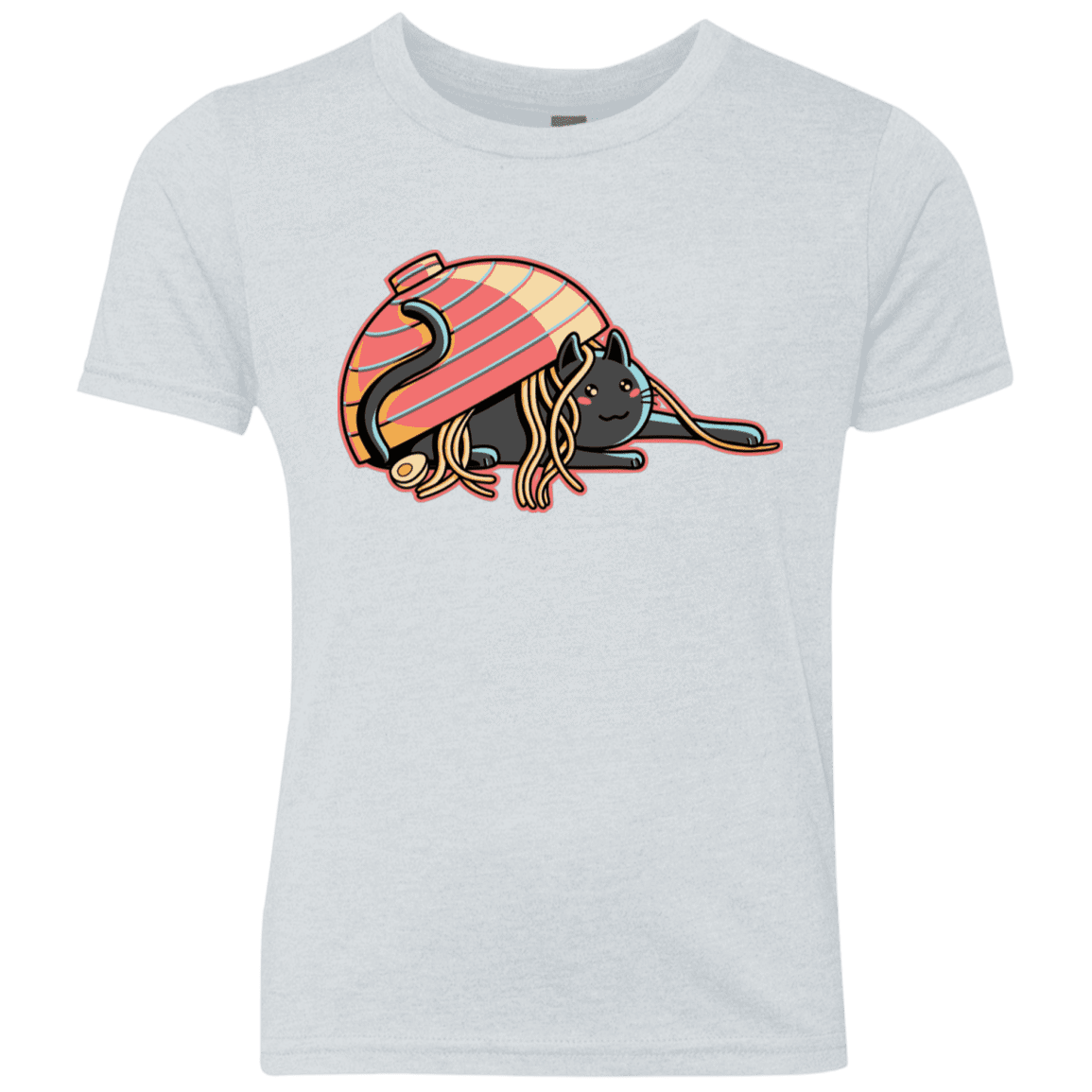 T-Shirts Heather White / YXS Ramen Loving Cat Youth Triblend T-Shirt