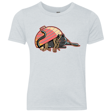T-Shirts Heather White / YXS Ramen Loving Cat Youth Triblend T-Shirt