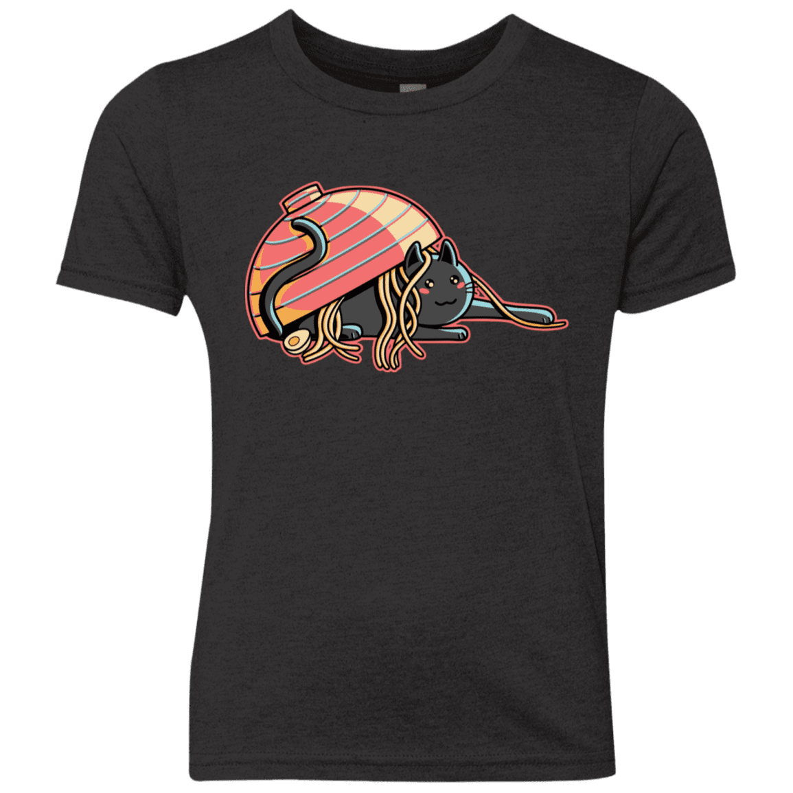 T-Shirts Vintage Black / YXS Ramen Loving Cat Youth Triblend T-Shirt