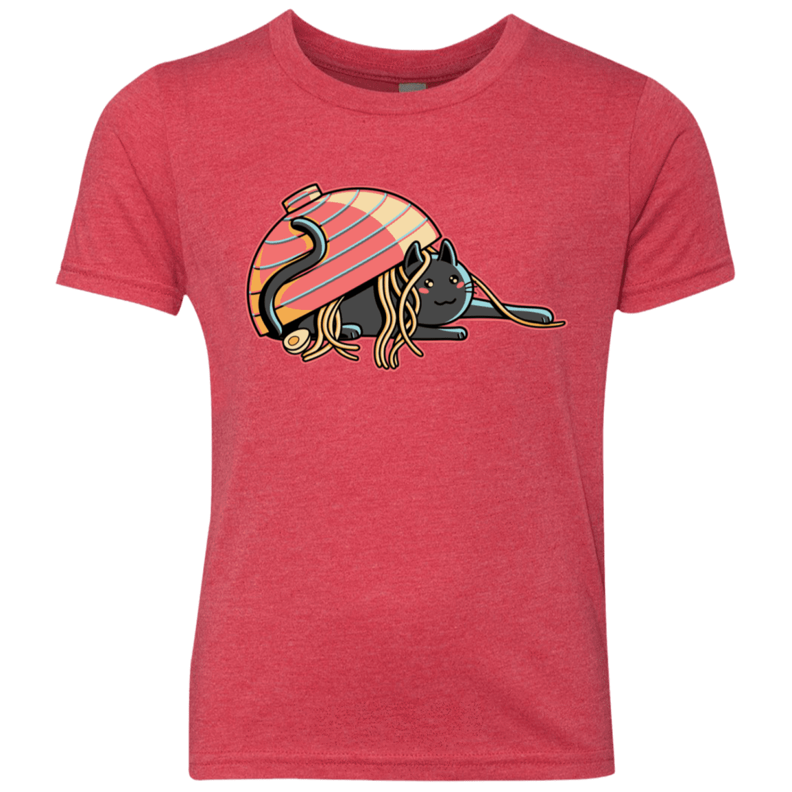 T-Shirts Vintage Red / YXS Ramen Loving Cat Youth Triblend T-Shirt
