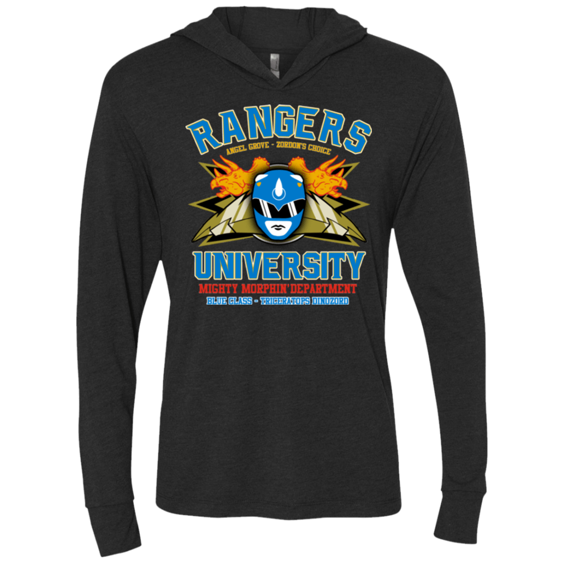 T-Shirts Vintage Black / X-Small Rangers U Blue Ranger Triblend Long Sleeve Hoodie Tee