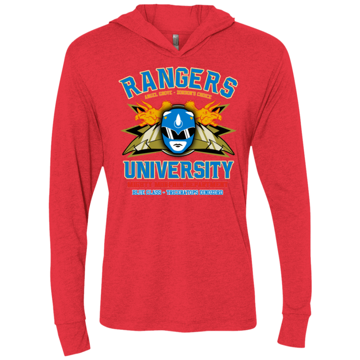 T-Shirts Vintage Red / X-Small Rangers U Blue Ranger Triblend Long Sleeve Hoodie Tee