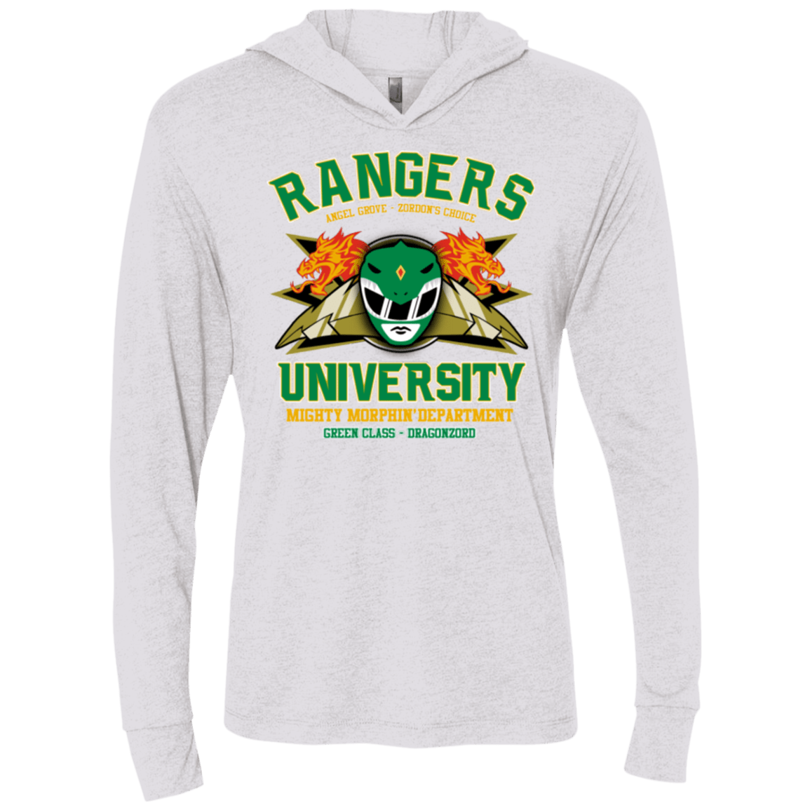 T-Shirts Heather White / X-Small Rangers U Green Ranger Triblend Long Sleeve Hoodie Tee