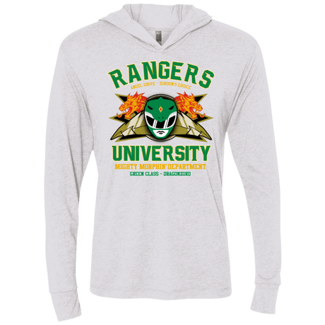 T-Shirts Heather White / X-Small Rangers U Green Ranger Triblend Long Sleeve Hoodie Tee