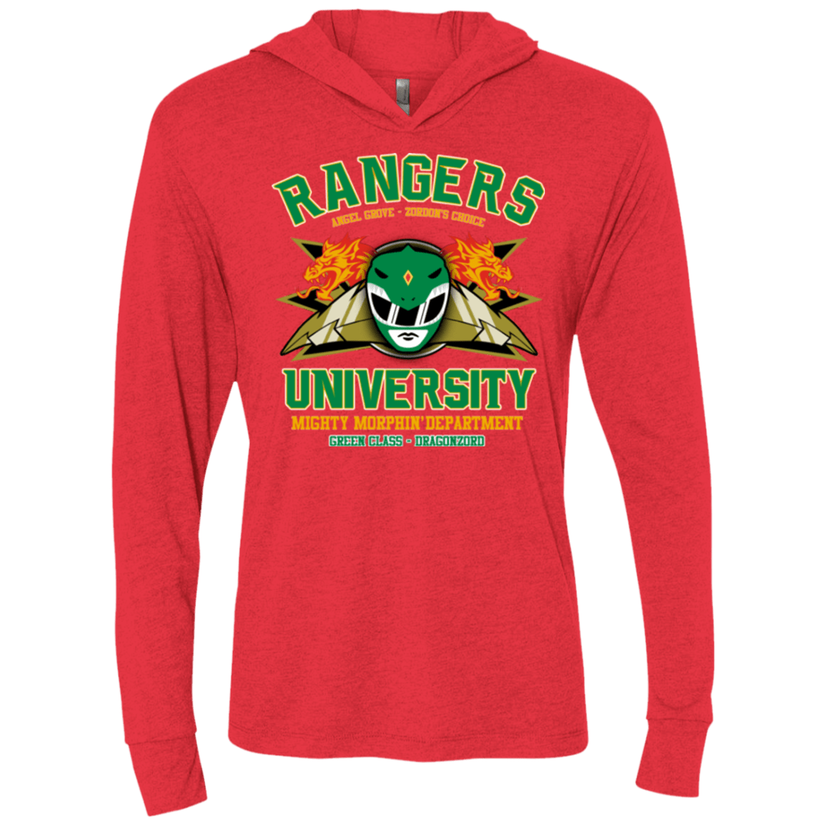 T-Shirts Vintage Red / X-Small Rangers U Green Ranger Triblend Long Sleeve Hoodie Tee