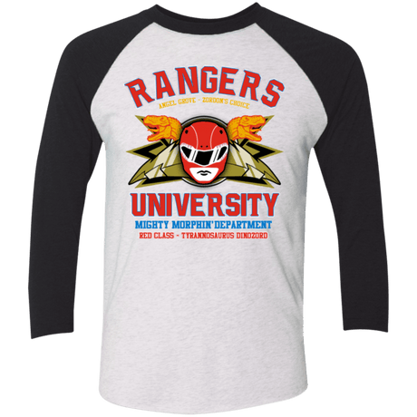 T-Shirts Heather White/Vintage Black / X-Small Rangers U - Red Ranger Triblend 3/4 Sleeve