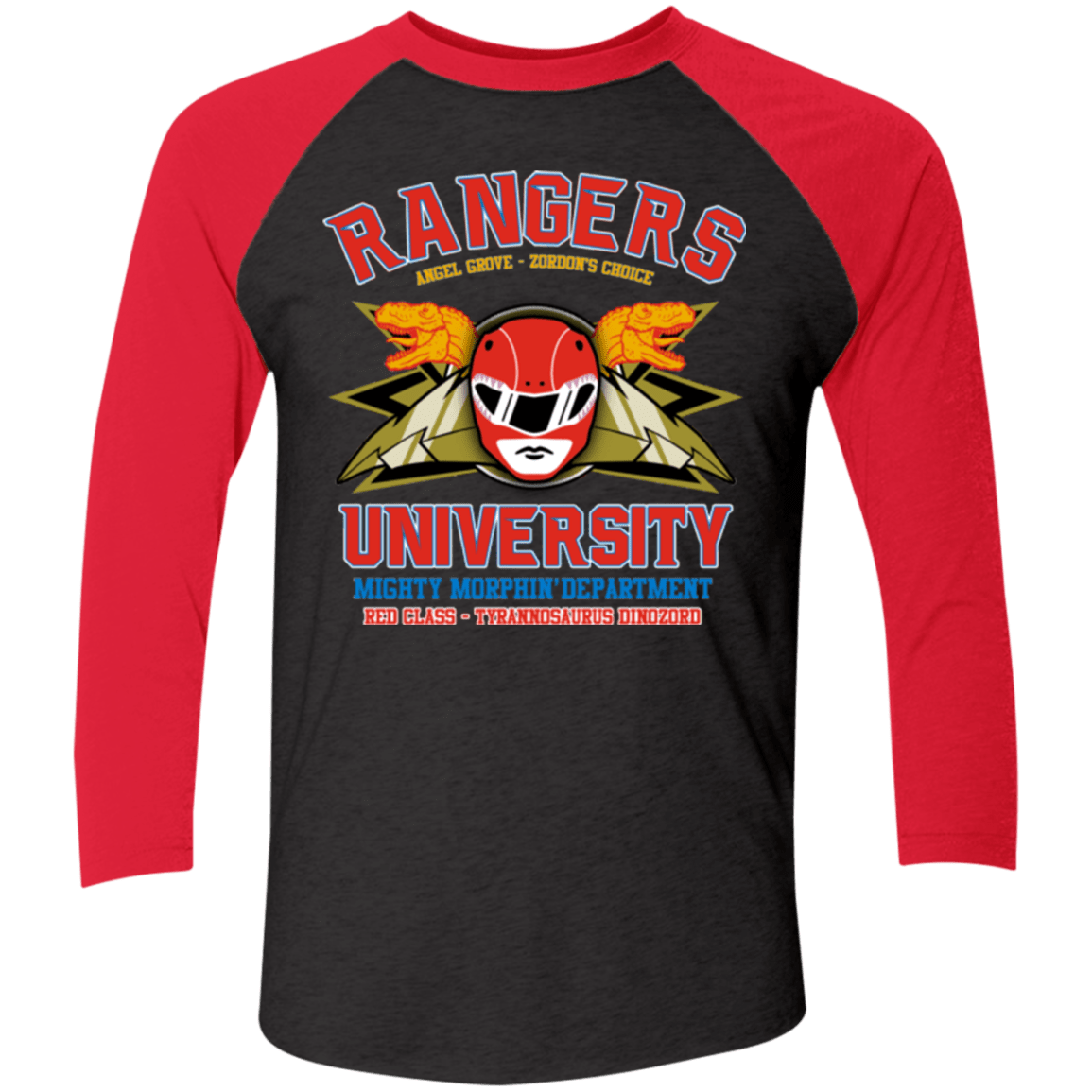 T-Shirts Vintage Black/Vintage Red / X-Small Rangers U - Red Ranger Triblend 3/4 Sleeve