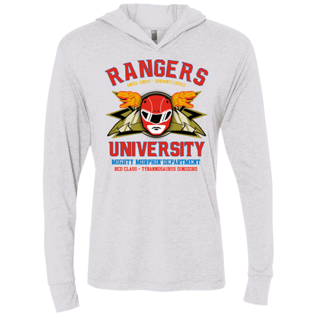T-Shirts Heather White / X-Small Rangers U - Red Ranger Triblend Long Sleeve Hoodie Tee