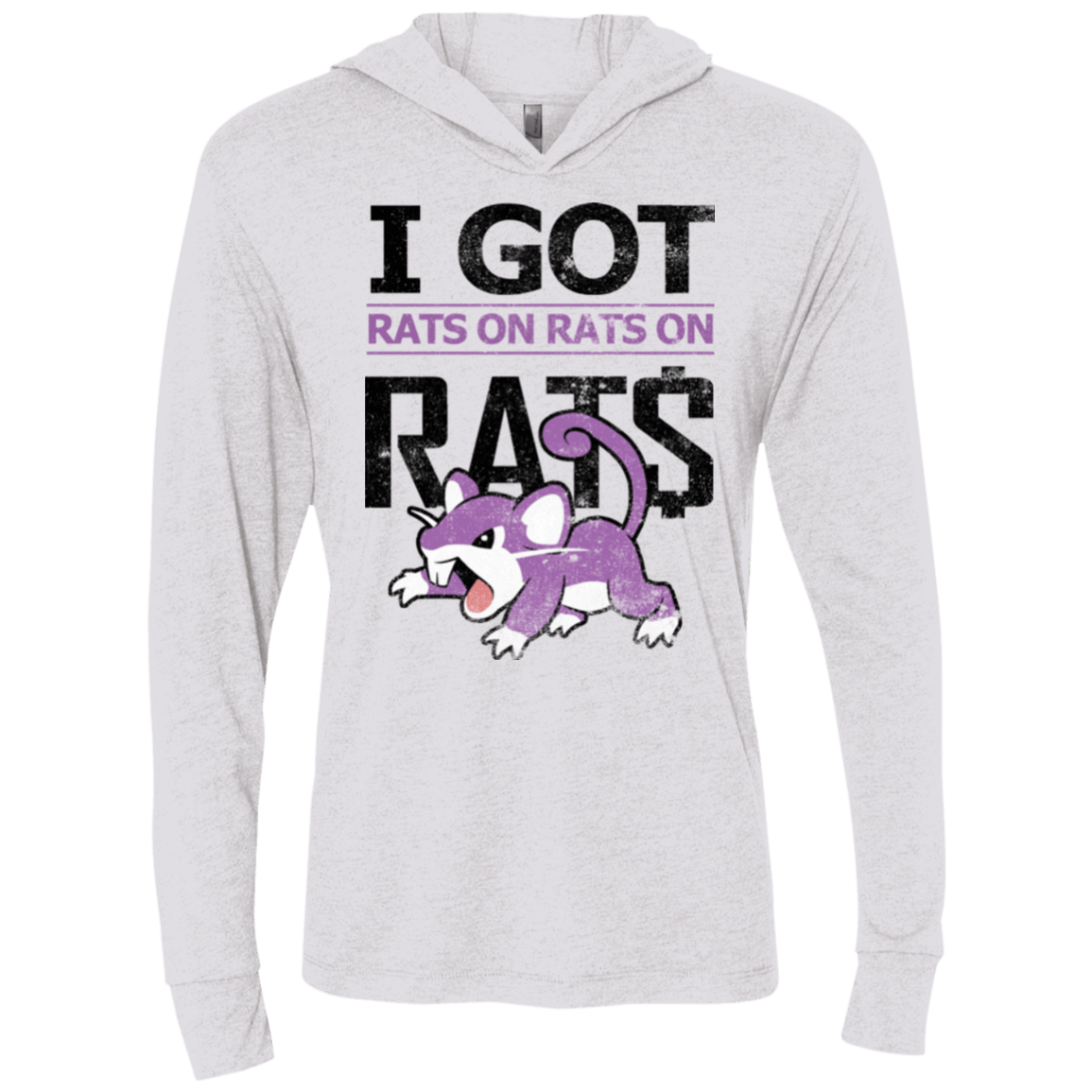 T-Shirts Heather White / X-Small Rats on rats on rats Triblend Long Sleeve Hoodie Tee