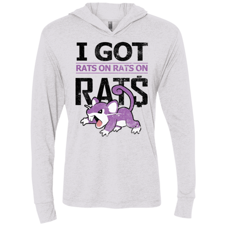 T-Shirts Heather White / X-Small Rats on rats on rats Triblend Long Sleeve Hoodie Tee