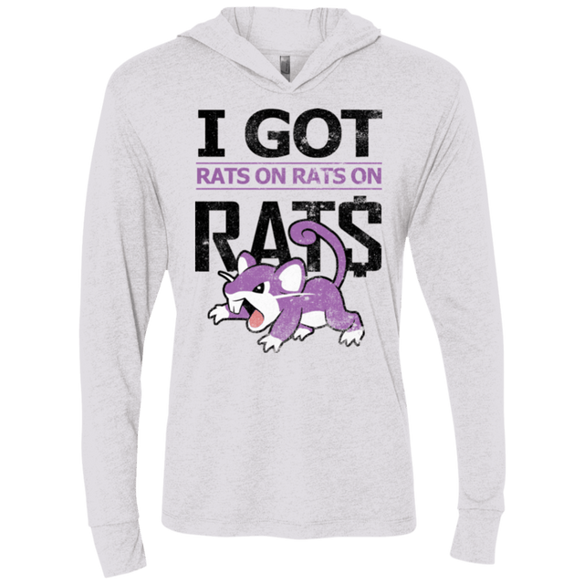 T-Shirts Heather White / X-Small Rats on rats on rats Triblend Long Sleeve Hoodie Tee