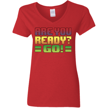 T-Shirts Red / S Ready Women's V-Neck T-Shirt