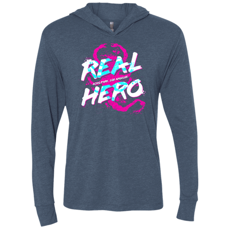 T-Shirts Indigo / X-Small Real Hero Triblend Long Sleeve Hoodie Tee