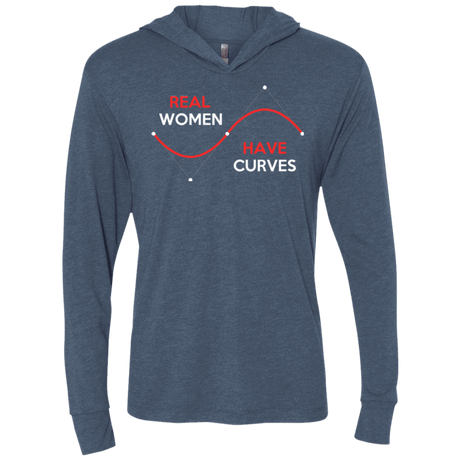 T-Shirts Indigo / X-Small Real Women Triblend Long Sleeve Hoodie Tee