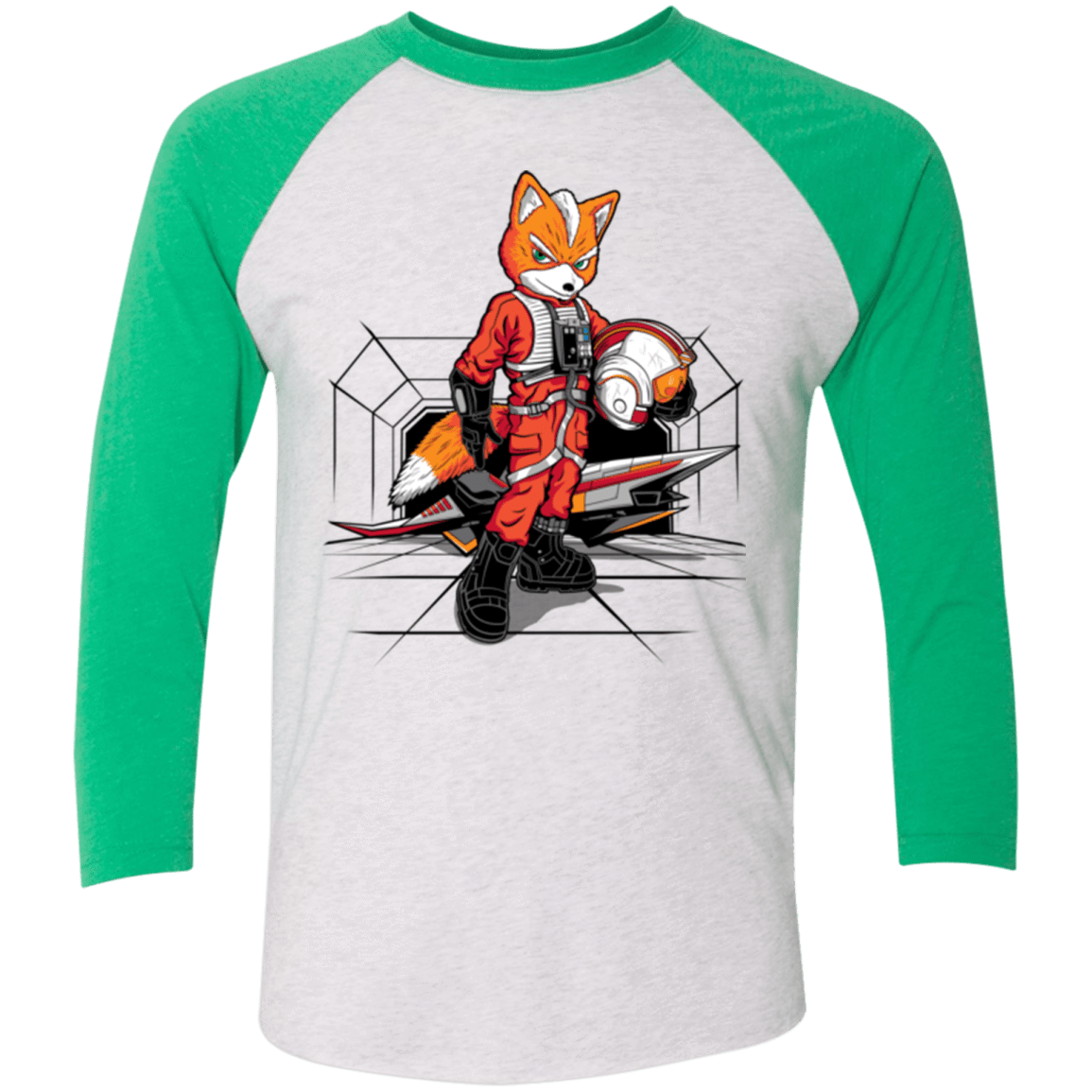 T-Shirts Heather White/Envy / X-Small Rebel Fox Men's Triblend 3/4 Sleeve
