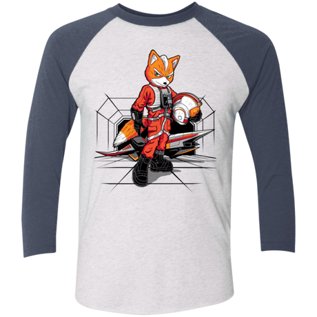 T-Shirts Heather White/Indigo / X-Small Rebel Fox Men's Triblend 3/4 Sleeve