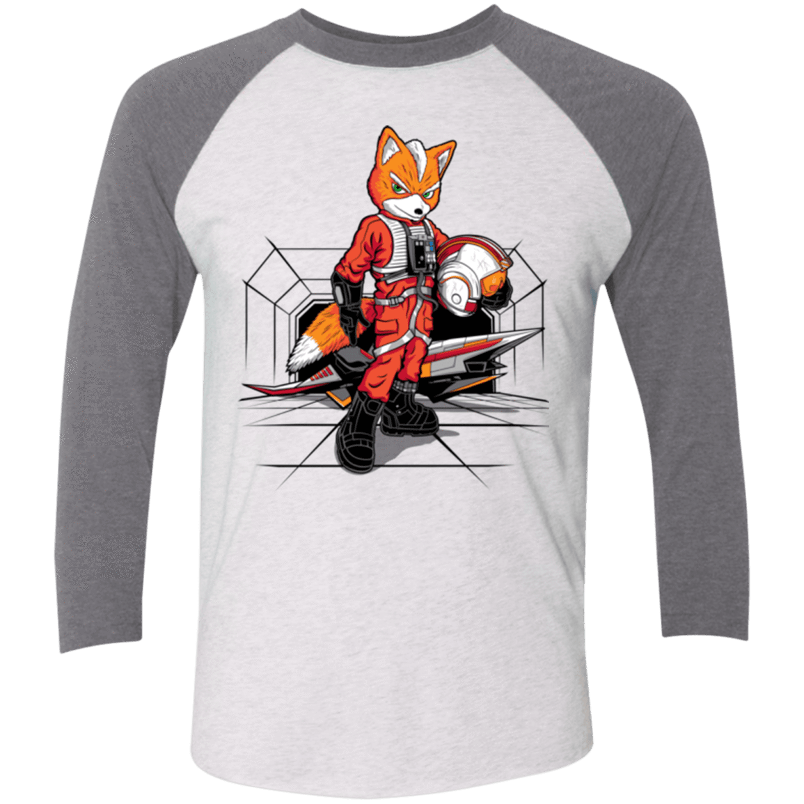 T-Shirts Heather White/Premium Heather / X-Small Rebel Fox Men's Triblend 3/4 Sleeve