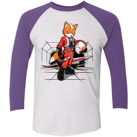 T-Shirts Heather White/Purple Rush / X-Small Rebel Fox Men's Triblend 3/4 Sleeve