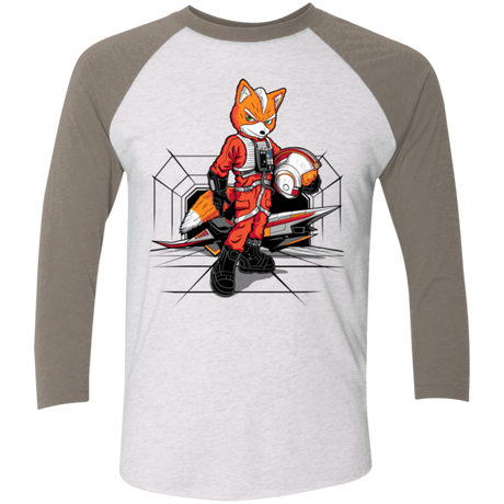 T-Shirts Heather White/Vintage Grey / X-Small Rebel Fox Men's Triblend 3/4 Sleeve