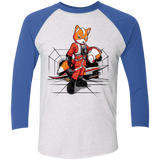 T-Shirts Heather White/Vintage Royal / X-Small Rebel Fox Men's Triblend 3/4 Sleeve