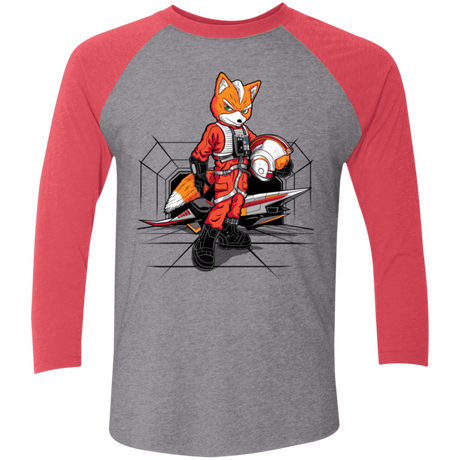 T-Shirts Premium Heather/ Vintage Red / X-Small Rebel Fox Men's Triblend 3/4 Sleeve