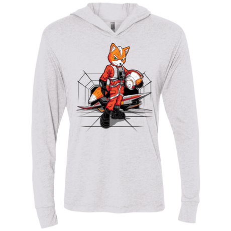 T-Shirts Heather White / X-Small Rebel Fox Triblend Long Sleeve Hoodie Tee