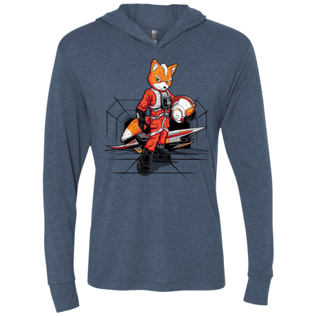 T-Shirts Indigo / X-Small Rebel Fox Triblend Long Sleeve Hoodie Tee